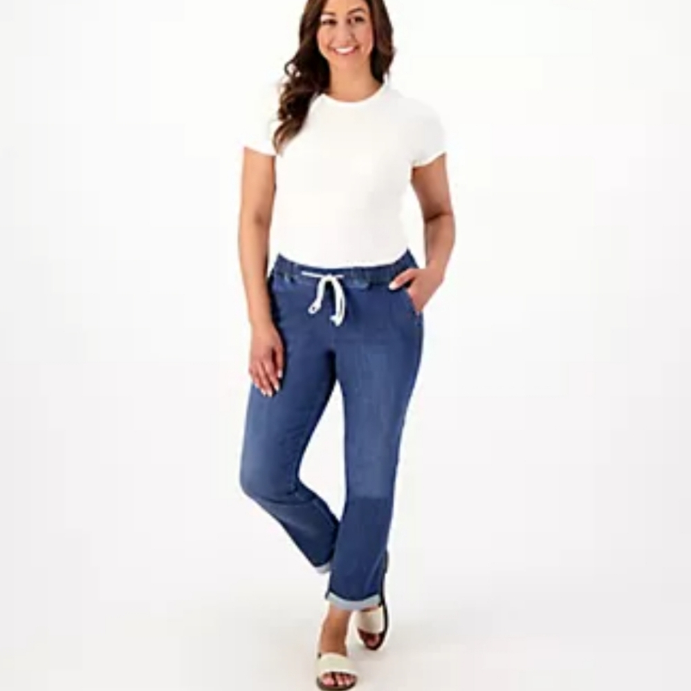 NYDJ Slim Ankle Jogger Lightweight Denim Chambray Size 10 Petite Light Wash